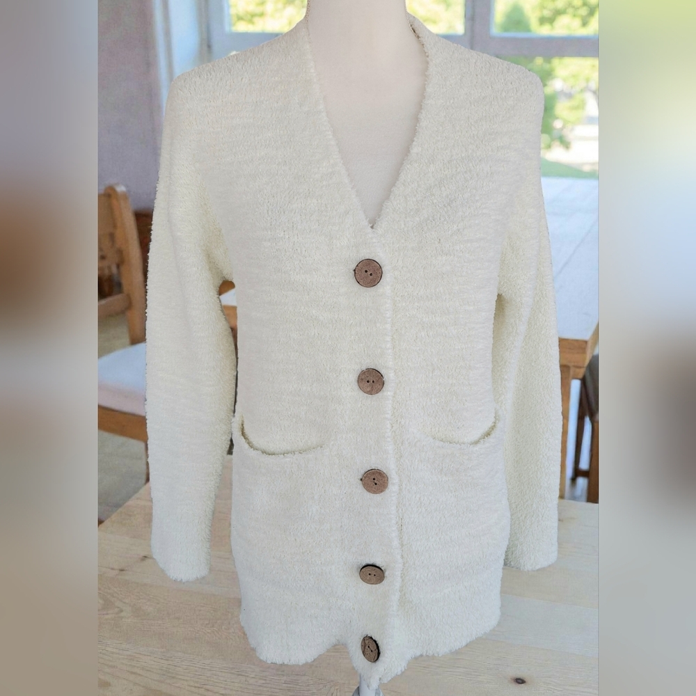 Soft Surroundings Cream Textured Cardigan - Picture 3 of 8